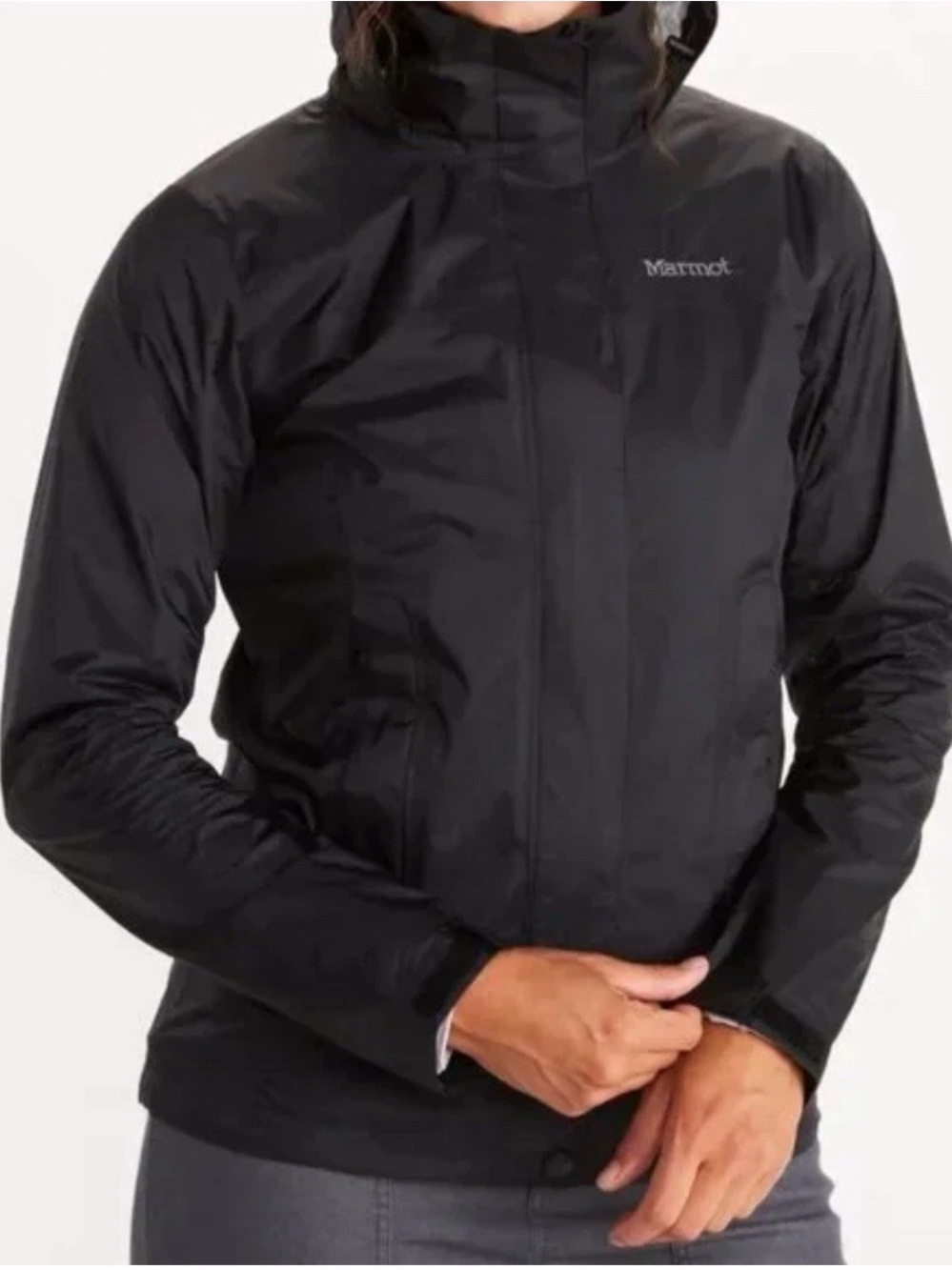 Marmot Women’s Eco Rain Jacket Black Small Waterproof Lightweight Hooded Shell